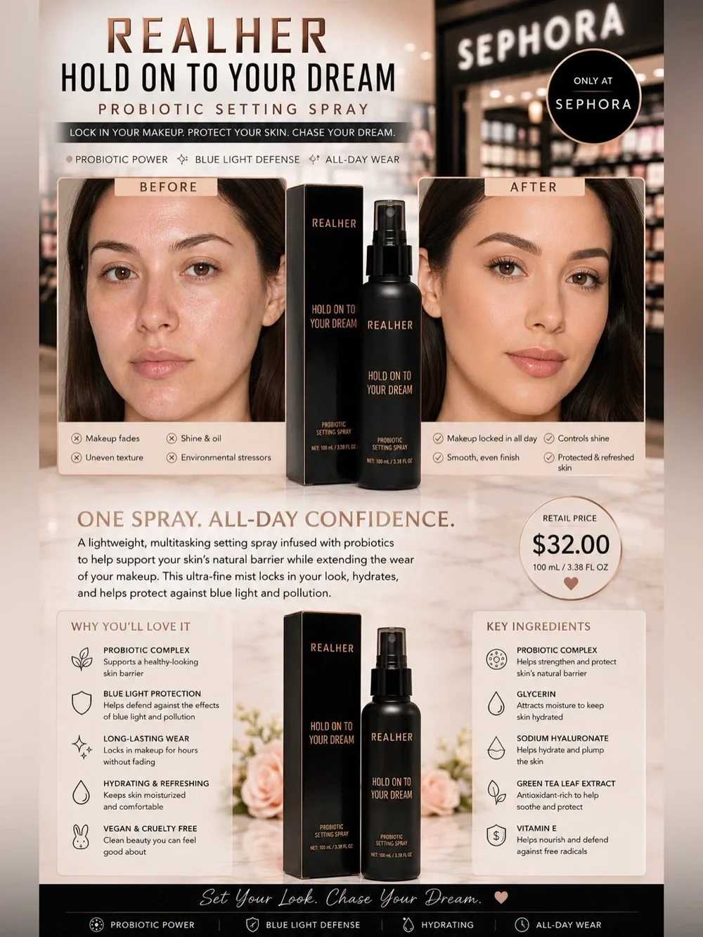 REALHER Hold On To Your Dream Probiotic Setting Spray -